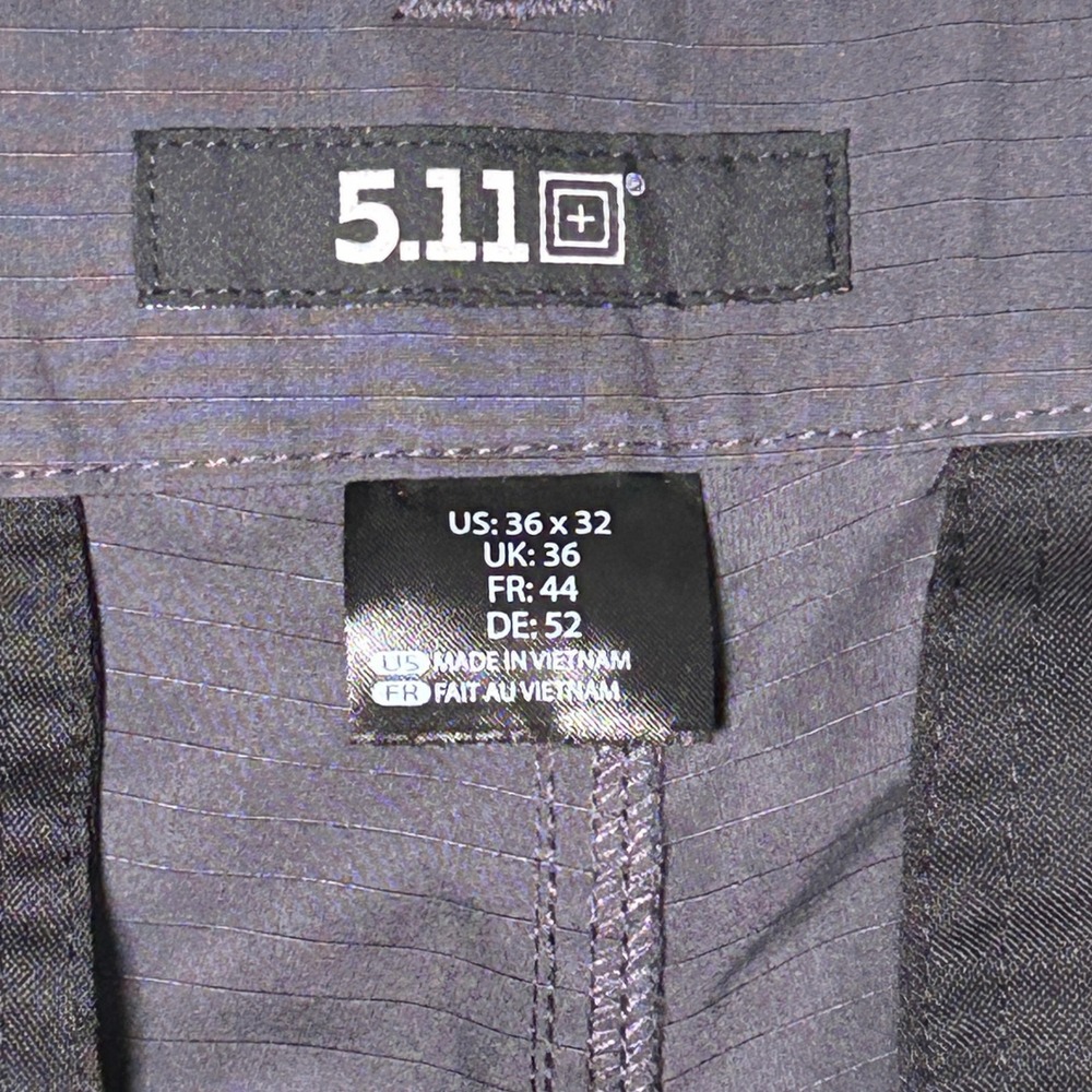 5.11 Tactical Fast-Tac Urban Pants Mens 36x32 Charcoal Gray Ripstop 74461ABR-018